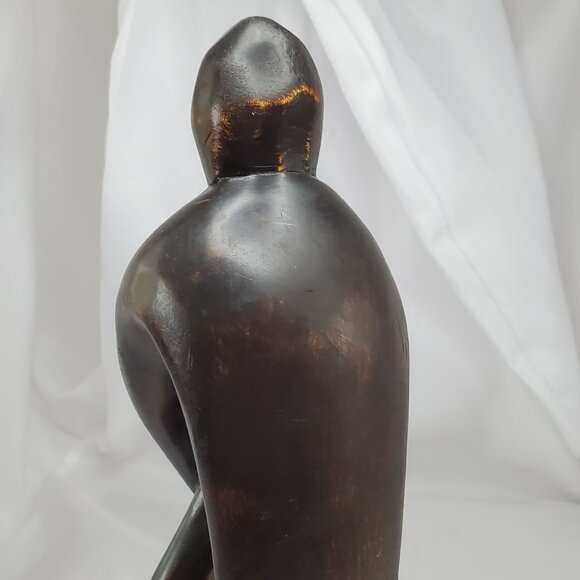 VTG Impressionist Ironwood Abstract Human Sculpture Handmade From Ghana 13.25" - Picture 10 of 14